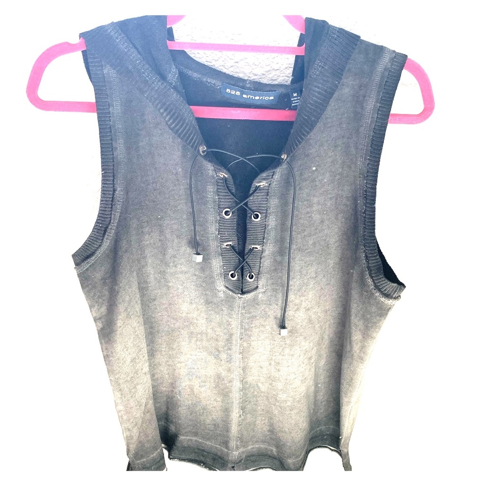 525 America distressed grey hooded tank